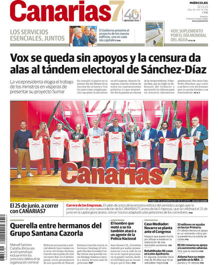 Vea la portada de CANARIAS7 de este miércoles 22 de marzo