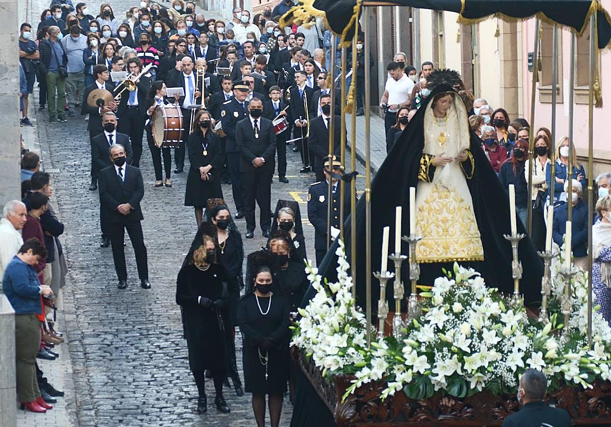 Imagen de La Dolorosa, de Luján Pérez, en la Procesión Magna del Viernes Santo del año pasado.