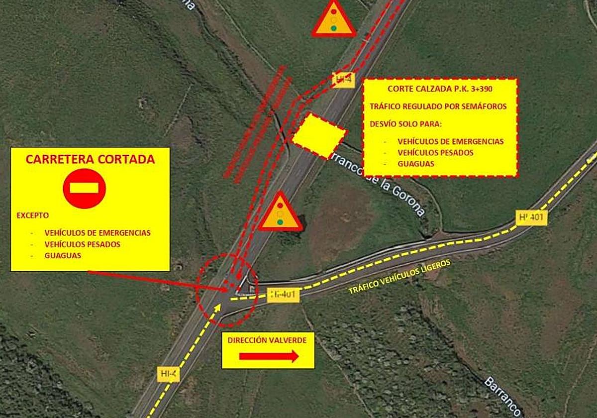 Cortes por obras en la carretera El Pinar-La Restinga hasta el sábado
