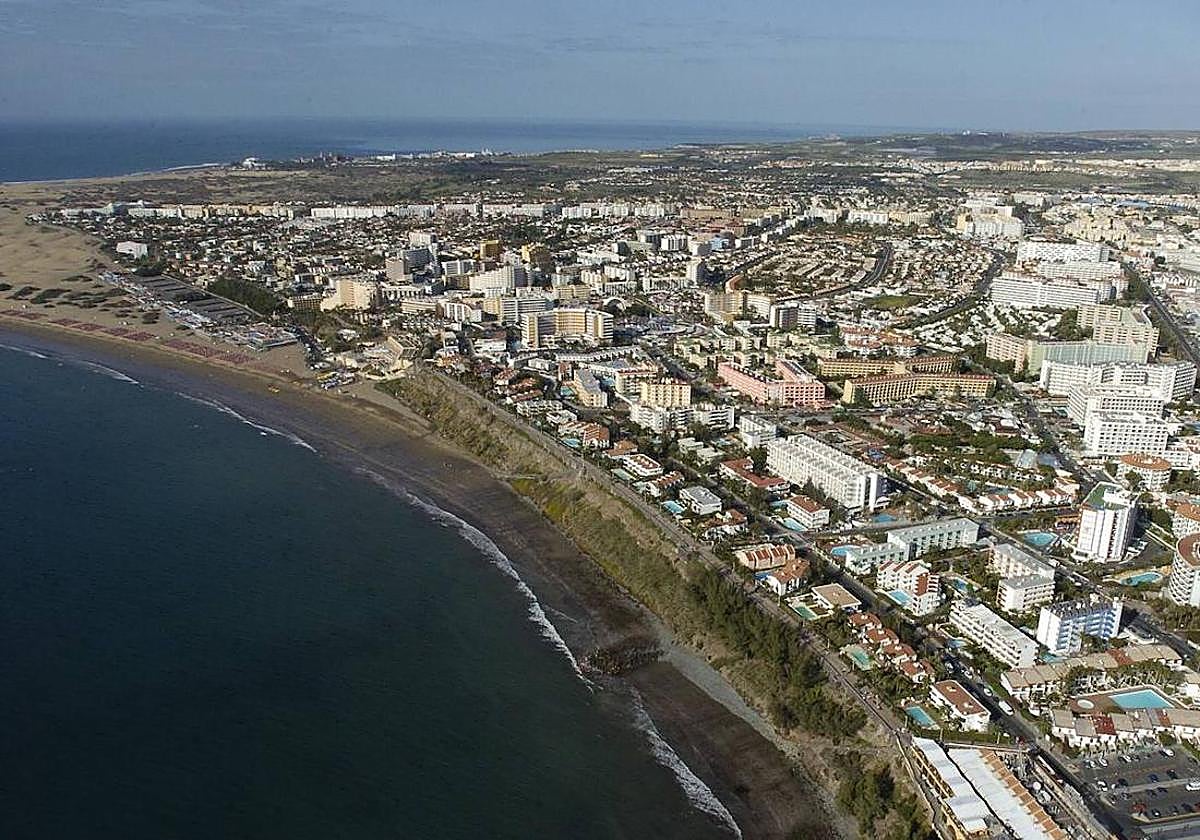 Vista aérea de Playa del Inglés.