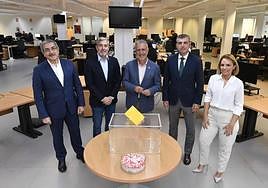 Román Rodríguez (NC), Fernando Clavijo (CC), Ángel Víctor Torres (PSOE), Manuel Domínguez (PP) y Noemí Santana (Podemos), este viernes en CANARIAS7.