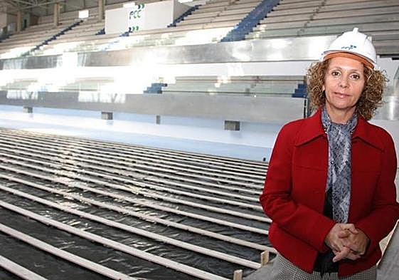 María Isabel Déniz, en el pabellón de Argana a comienzos de siglo.