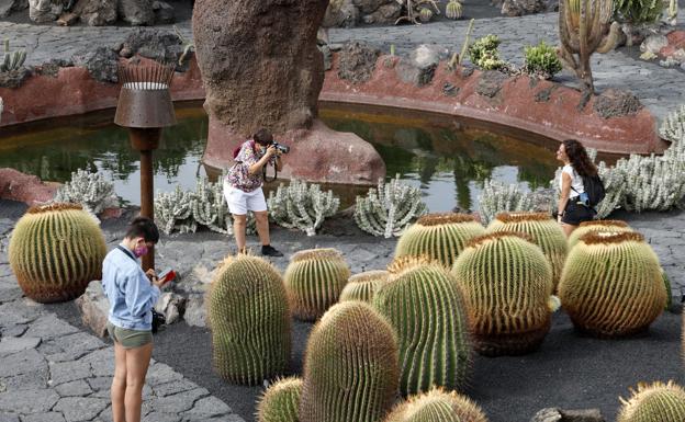 Visitantes en Jardín de Cactus.
