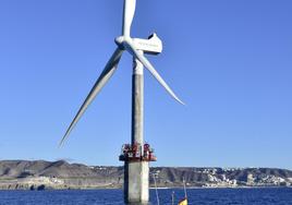 El único aerogenerador marino instalado en aguas españolas es el que se localiza junto a la Plocan, en Jinámar.