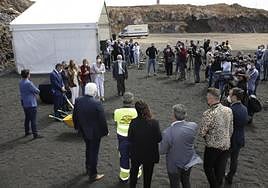 Colocación de la primera piedra de la residencia de mayores de Tahíche, el 4 de mayo de 2021.