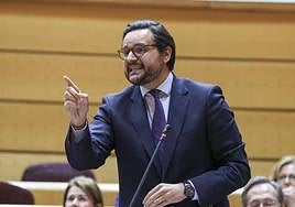 El senador del PP, Sergio Ramos durante la sesión de control celebrada en el pleno del Senado.