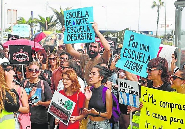 Protesta de los alumnos de la Escuela de Arte.
