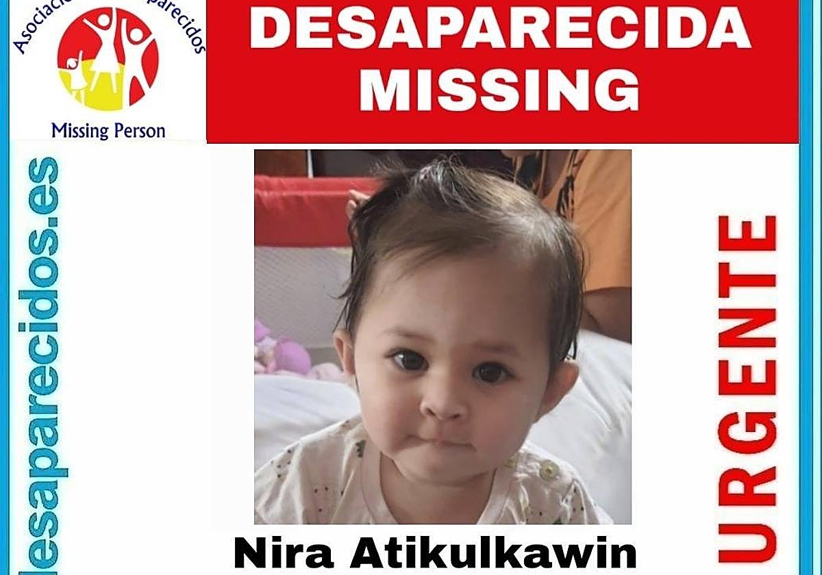 Imagen de la bebé desparecida, Nira Atikulkawin.