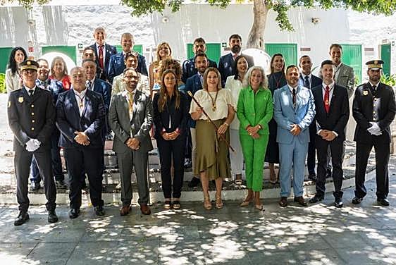 Concejales de Arrecife tras el pleno del sábado pasado.