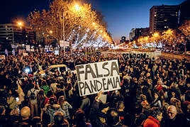 Una manifestación negacionista el 11 de diciembre de 2021, en Madrid.