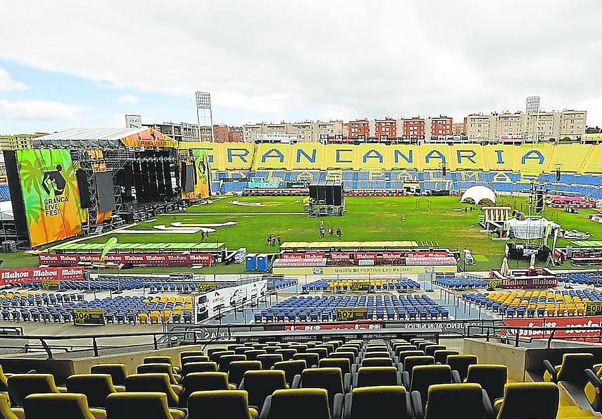 El Estadio de Gran Canaria, el pasado jueves, en la presentación del montaje para el Granca Live Fest.