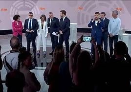 Los portavoces de los diferentes partidos, en los momentos previos.