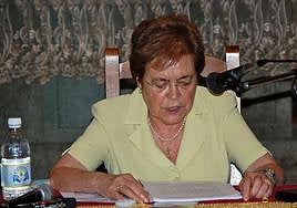 Rosario Galindo dando el pregón de las fiestas del Cristo en 2012.