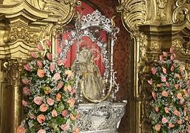 La imagen de la Virgen del Pino, con el manto de Los Pinos.