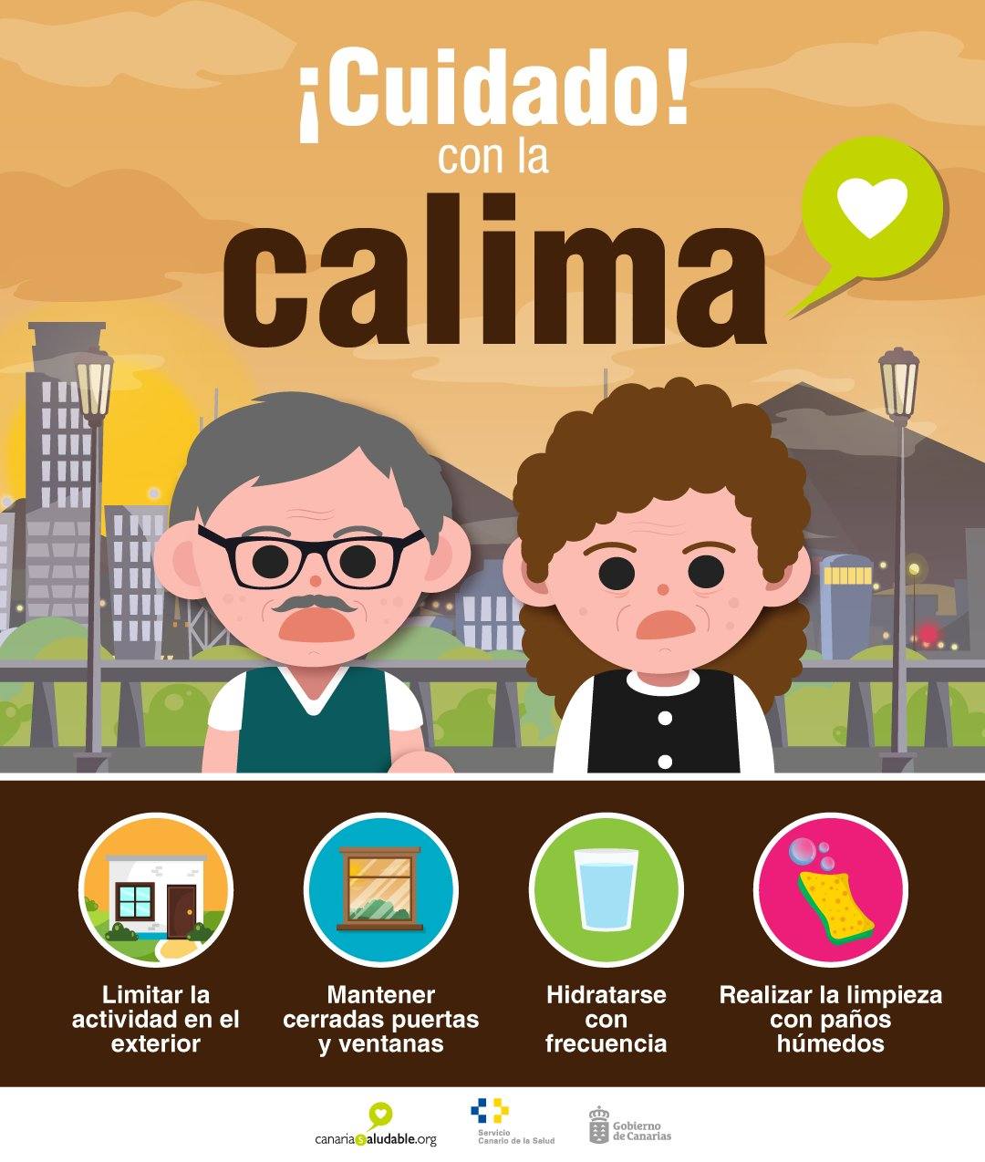 Cartel explicativo de las precauciones que se deben tomar ante la calima.