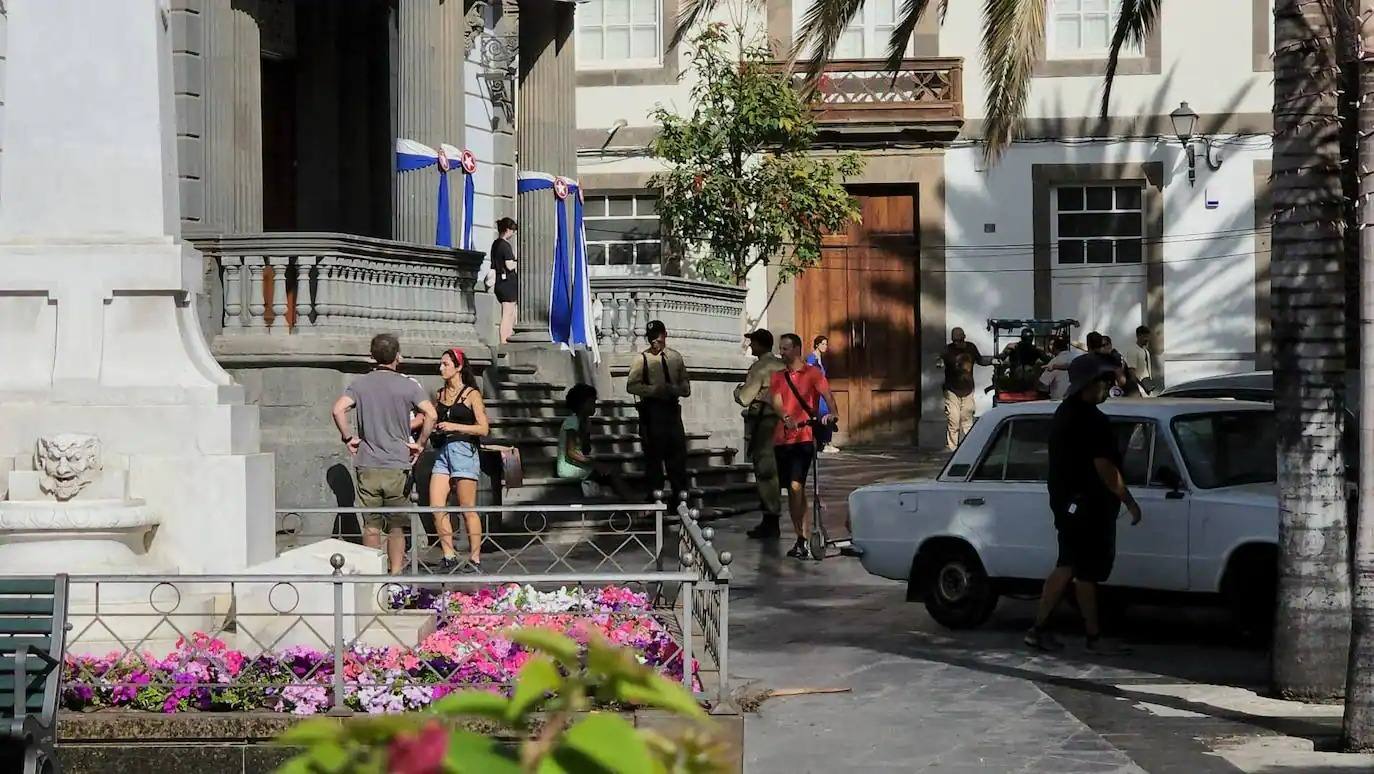 Rodaje en la Plaza de Las Ranas de la nueva entrega de la saga germana 'Kundschafter des Friedens'
