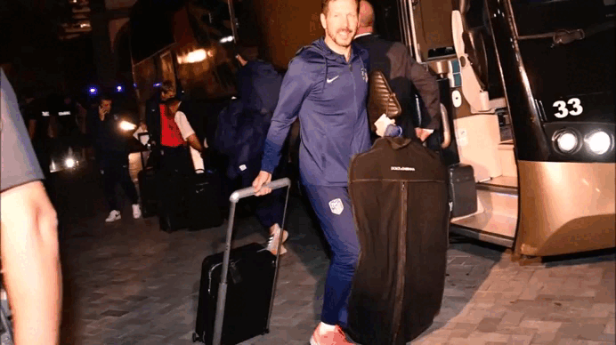 Llegada del Atlético de Madrid al hotel Santa Catalina.