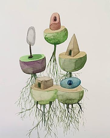 Una de las acuarelas de Miguel Panadero, que forma parte de la muestra.