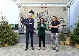 Pedro Quevedo, Carolina Darias y Gemma Martínez en su encuentro con los medios.