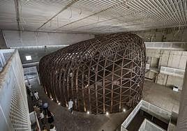 Vista del estado actual de la pieza principal del edificio cultural anexo a la Casa Palacio.