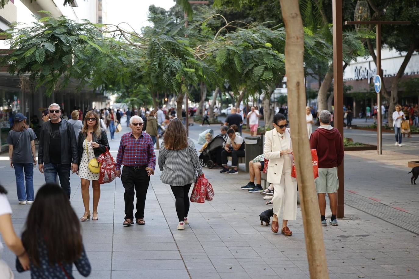 Imagen de la zona comercial de Mesa y López esta mañana. 