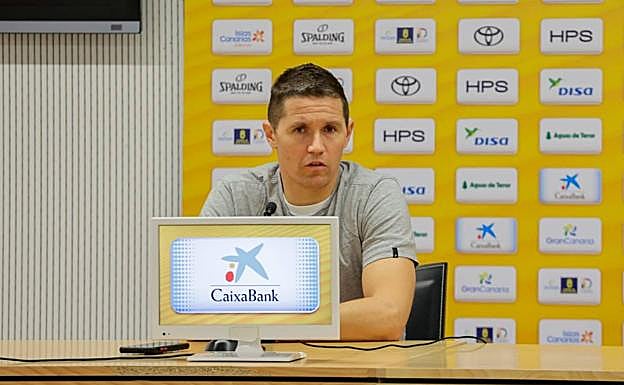 Jaka Lakovic, durante la rueda de prensa previa al Joventut, en el Olímpico de Badalona. 