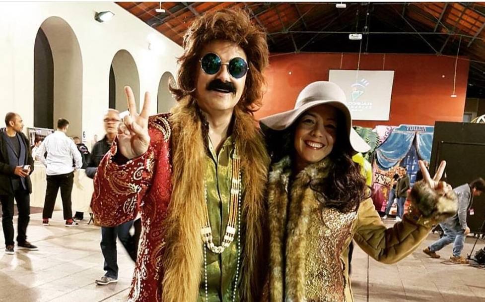 Augusto Hidalgo y su mujer disfrazados de John Lennon y Yoko Ono.