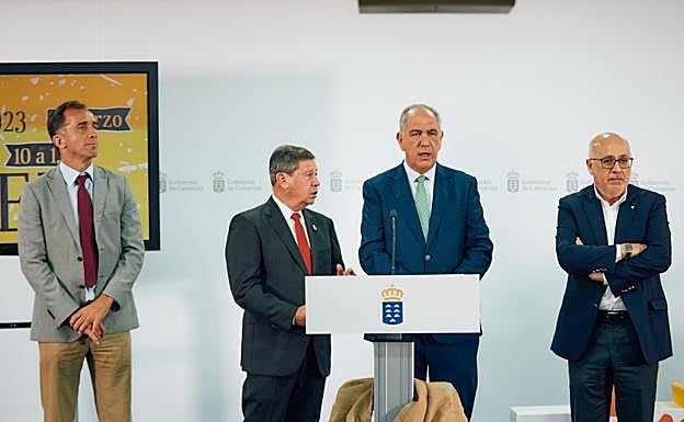 Álvaro de la Bárcena, Francisco Perera, Sergio Nuez y Antonio Morales, en la presentación de la Feria Europea del Queso. 