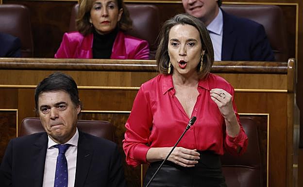 La portavoz del PP, Cuca Gamarra, salpicó su pregunta de alusiones al caso Mediador. 