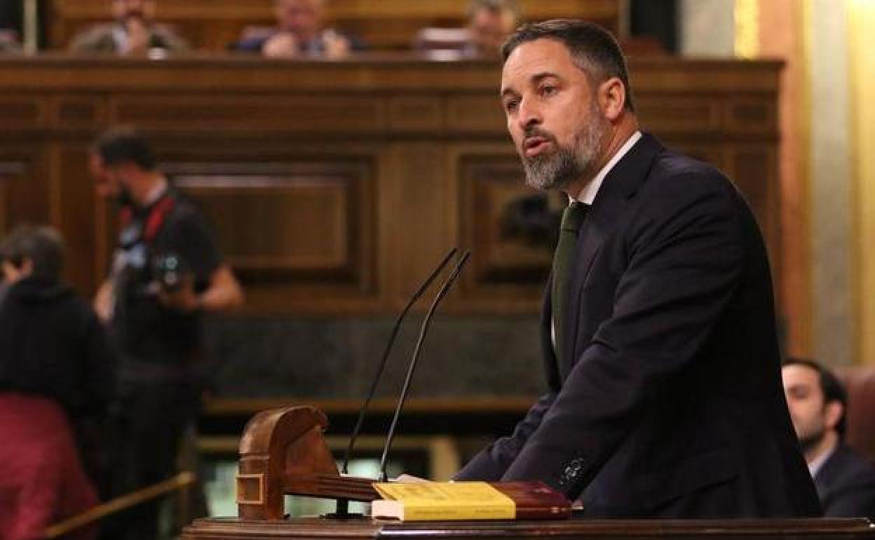 Santiago Abascal durante su intervención en la moción de censura.