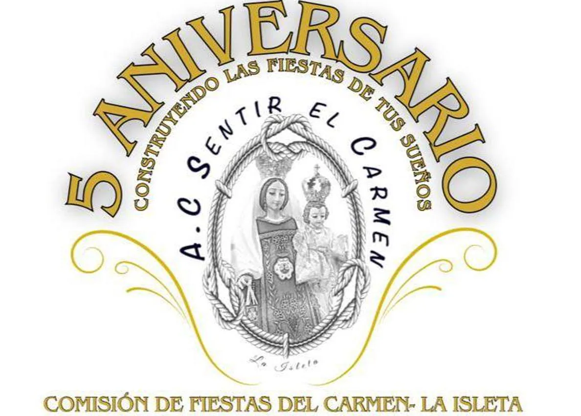 Imagen secundaria 1 - La romería marinera, el logo de la comisión y la Virgen del Carmen sobre su nueva peana.