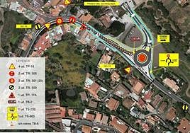 El flujo de tráfico se desviará provisionalmente hacia el casco de Santa Brígida por la nueva rotonda.