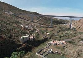Viaducto de El Risco cuya construcción aún no se iniciado, transcurridos más de cuatro años que comenzara la segunda fase Agaete-El Risco.