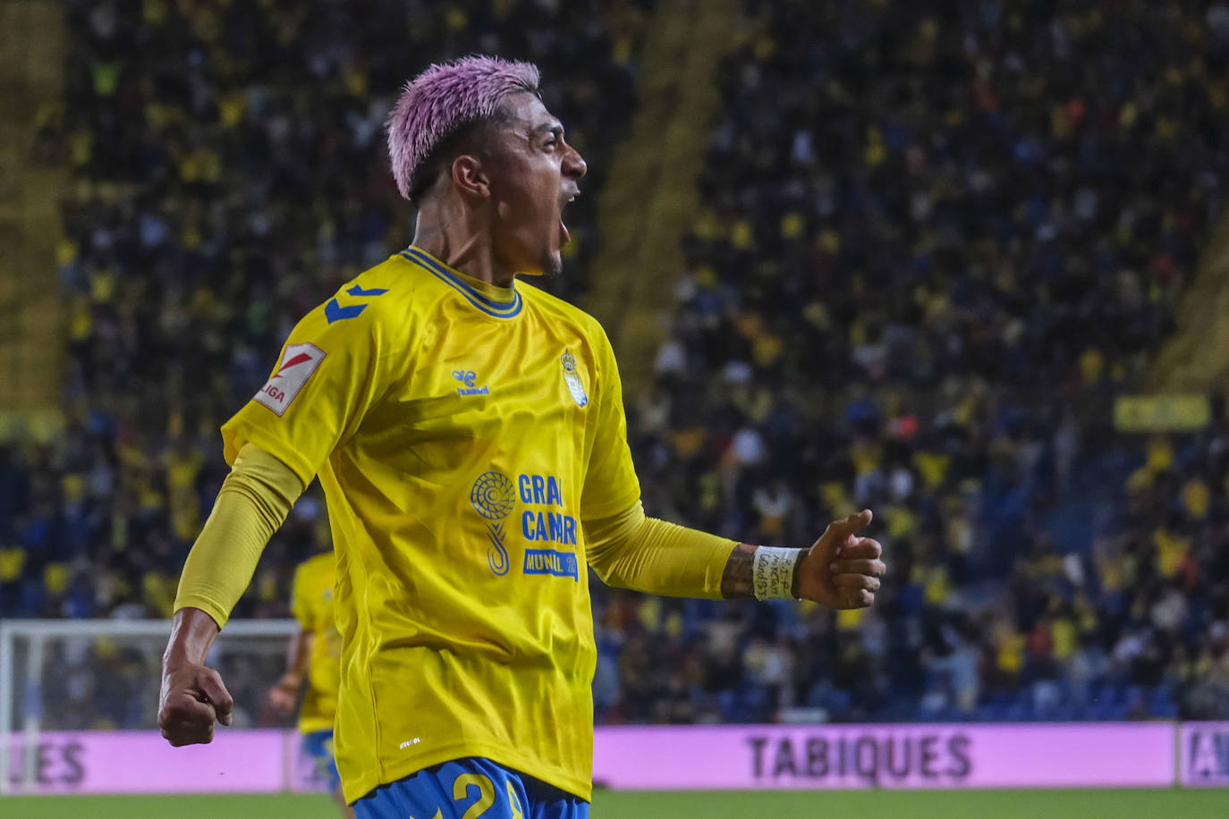 Araujo celebra el gol que le anotó al Getafe en el Gran Canaria.