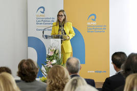 La presidenta del Consejo Social de la ULPGC, Ana Suárez, en un momento de su discurso.