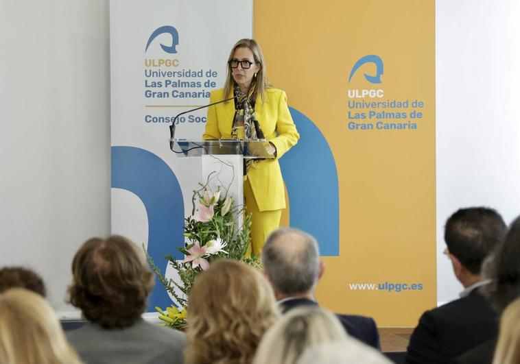 La presidenta del Consejo Social de la ULPGC, Ana Suárez, en un momento de su discurso.