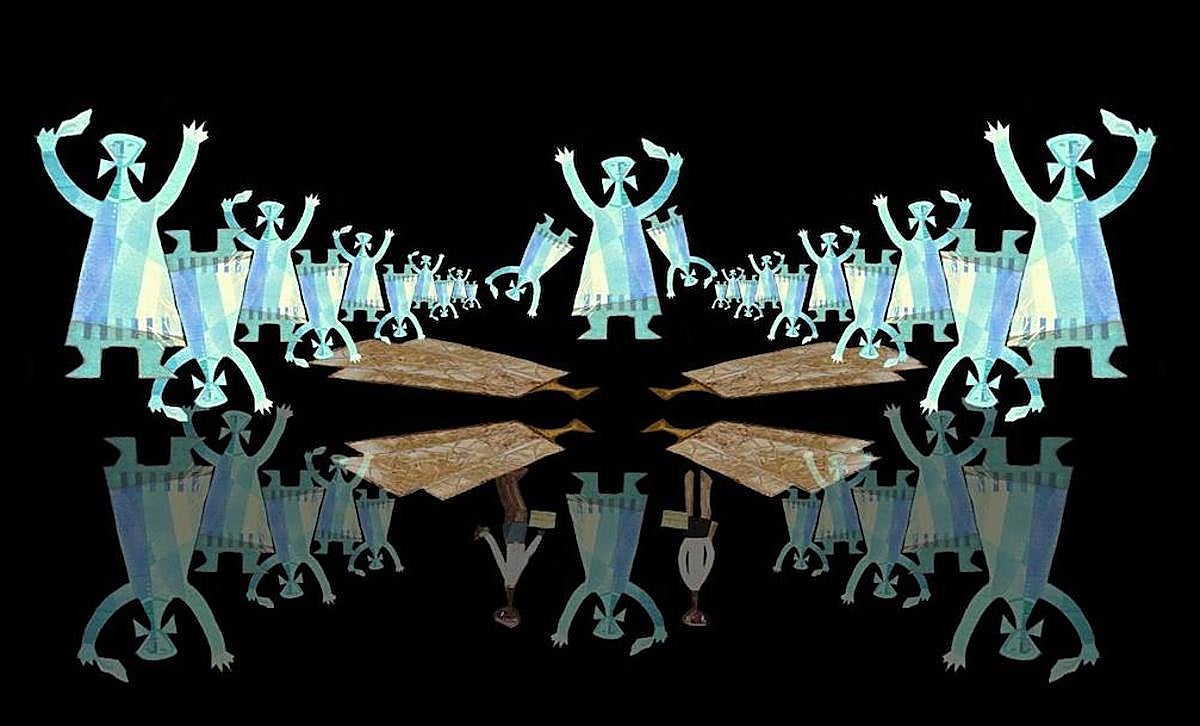 'Celebrando la vida', pieza de la muestra 'La magua. Más allá de la piel. Aproximaciones a una geometría dada'.