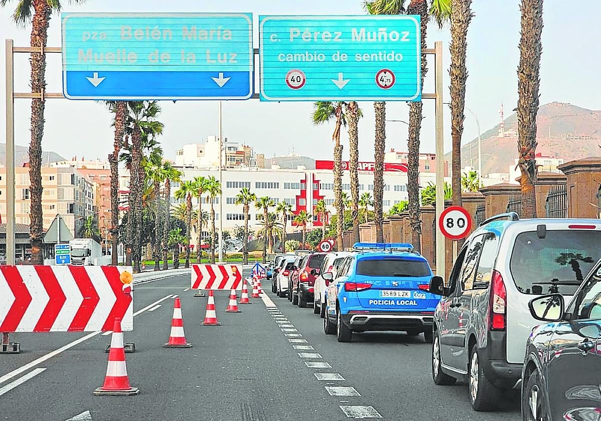 Retenciones originadas por el carnaval el pasado martes en Las Palmas de Gran Canaria.