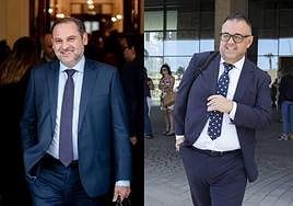 El ministro José Luis Ábalos (i) y el que fuera director general del Servicio Canario de Salud (SCS), Conrado Domínguez (d).