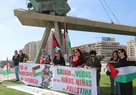 Imagen de la concentración en la capital grancanaria en apoyo al pueblo palestino.