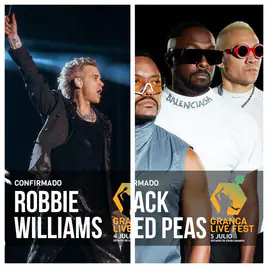 Imagen de Robbie Williams (d) y Black Eyed Peas.