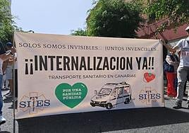 Imagen de archivo de movilizaciones del sector del transporte sanitario en la capital grancanaria.