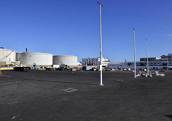 Imagen del solar que el Ayuntamiento de Las Palmas de Gran Canaria acondicionó en el Puerto para el carnaval.