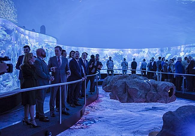 Invitados entran en la instalación