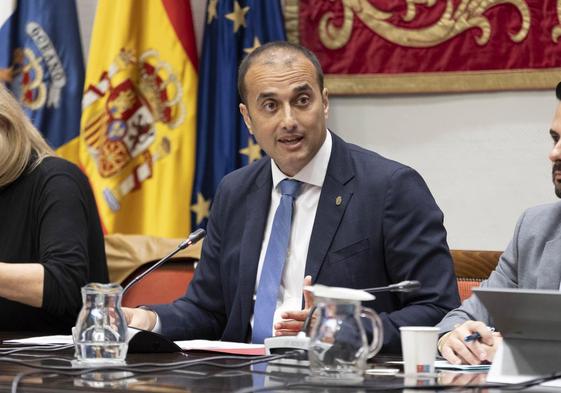 Santiago Sánchez, este jueves en el Parlamento de Canarias.