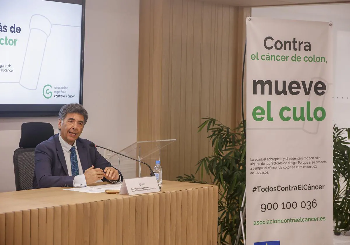 Pedro Lara, en la presentación de la campaña realizada por la AECC en 2023 contra el cáncer de colon.