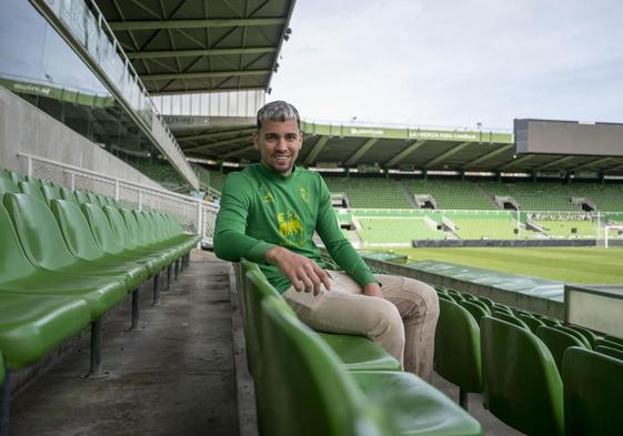 El delantero grancanario Juan Carlos Arana, atacante del Racing de Santander.