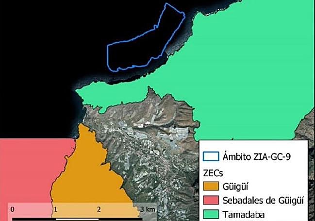 Localización de la ZIA GC-9 y de las Zonas de Especial Conservación más próximas.