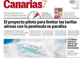 Vea la portada de CANARIAS7 de este viernes 29 de marzo