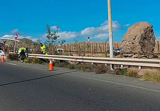 Los trabajos se realizaron en el margen de la GC-1 en sentido hacia Las Palmas de Gran Canaria.